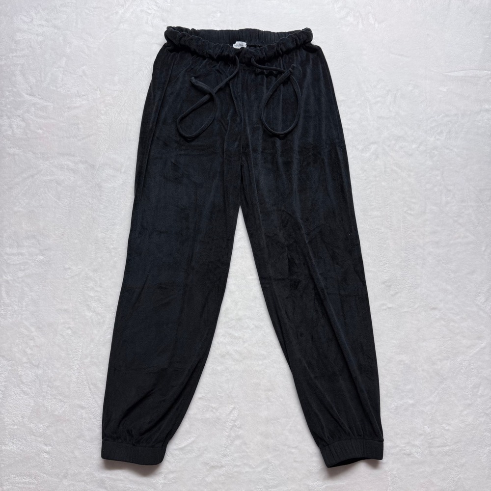 Love Fire Black Velour‎ Jogger Pants Lounge Sweatpants Womens M